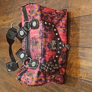 Betsy Johnson Pink Plaid Studded Purse